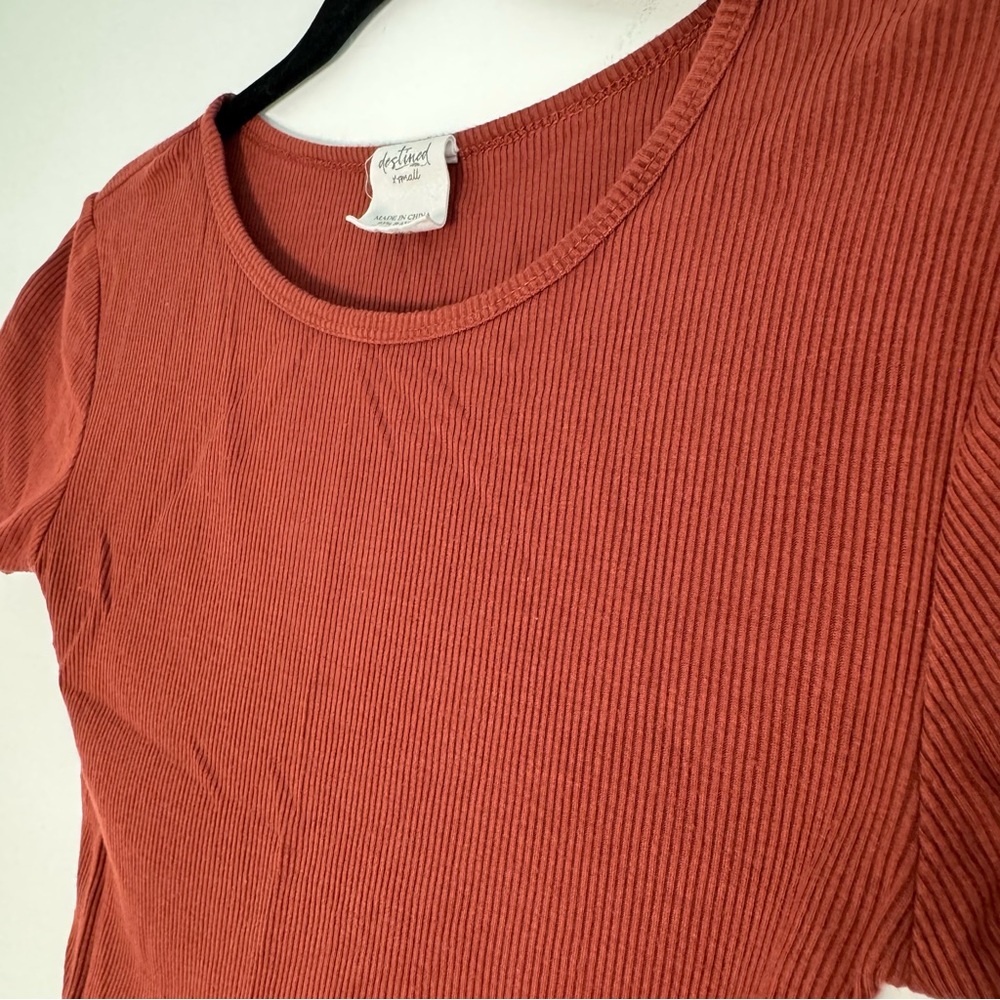 Women's Rust Ribbed Crop Top - Picture 3 of 4
